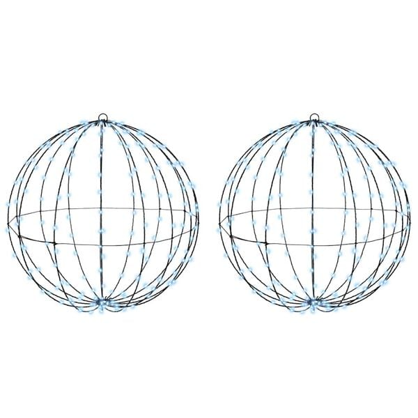 vidaXL Dovana su 384 LED 2 pcs Šalta balta 60 cm metalas