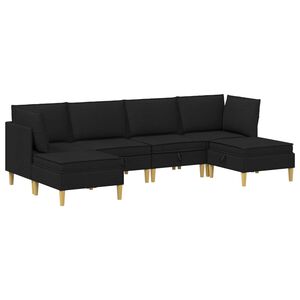 vidaXL Modulinė sofa su laikymo vieta 6 pcs Juoda Audinys