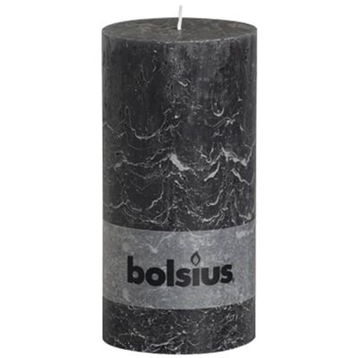 Bolsius Kaimiško stiliaus žvakės, 4vnt., antracito, 200x100mm