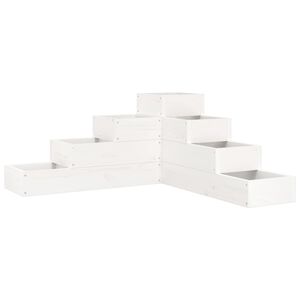vidaXL Sodo lovelis, 4 auk&scaron;tų, baltas, 80,5x79x36cm, pu&scaron;ies masyvas