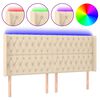 vidaXL Galvūgalis su LED, kreminės spalvos, 183x16x118/128cm, audinys