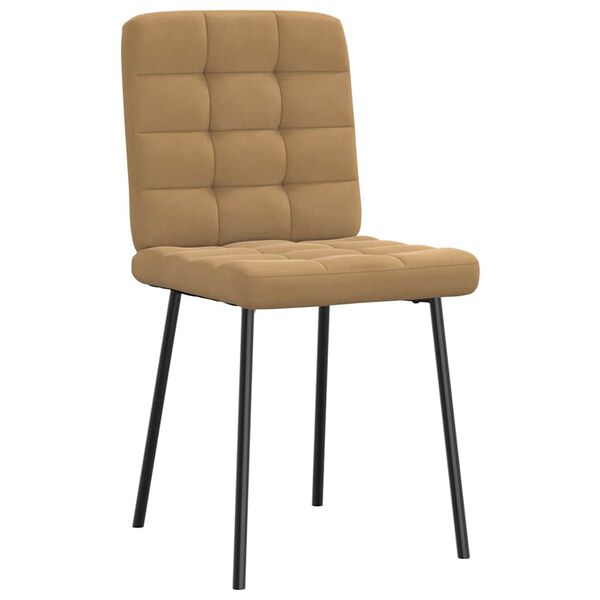 vidaXL Valgomojo kėdės, 4vnt., rudos spalvos, aksomas