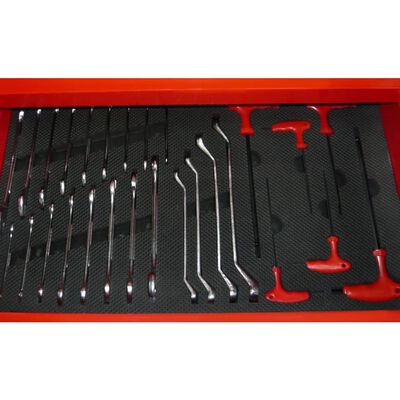 vidaXL Įrankių dėžė su ratukais, 7 stalčių su 250 įrankių
