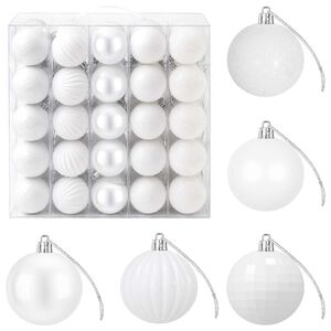 vidaXL Kalėdų kamuoliukų rinkinys 75 vnt. Balta 6 cm Polystirenas