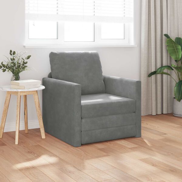 vidaXL Sofa lova 60cm Tamsiai pilka Aksomas