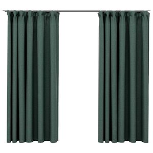 vidaXL Naktinės užuolaidos su kabliukais, 2vnt., žalios, 140x175cm