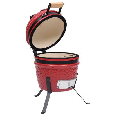 vidaXL Keramikinė Kamado kepsninė-rūkykla, 56 cm, raudona spalva