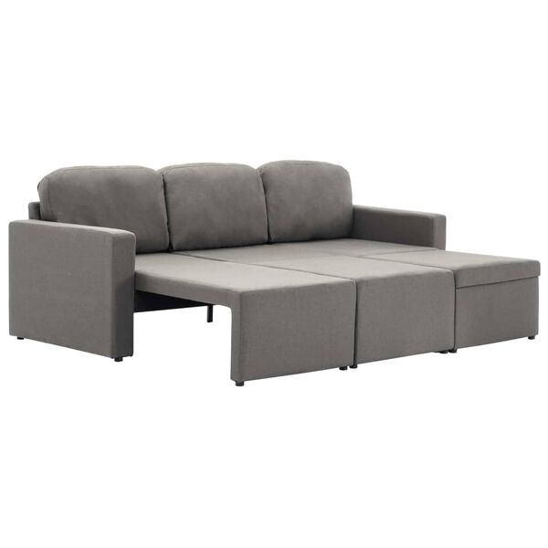 vidaXL Trivietė modulinė sofa-lova, taupe spalvos, audinys