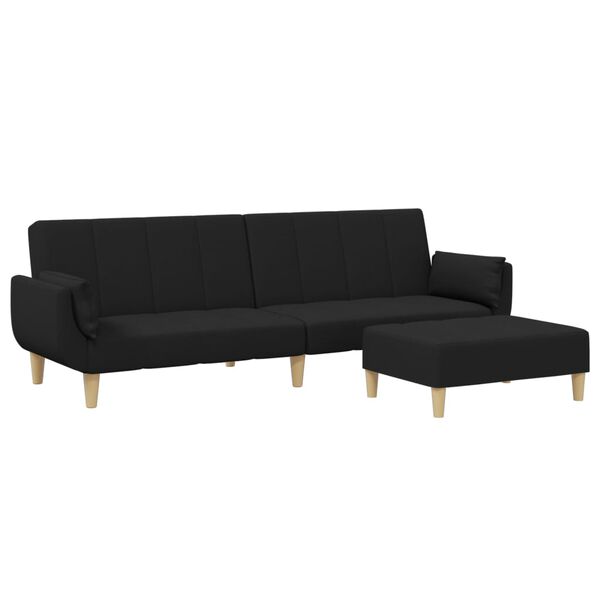 vidaXL Dvivietė sofa-lova su pakoja, juodos spalvos, audinys