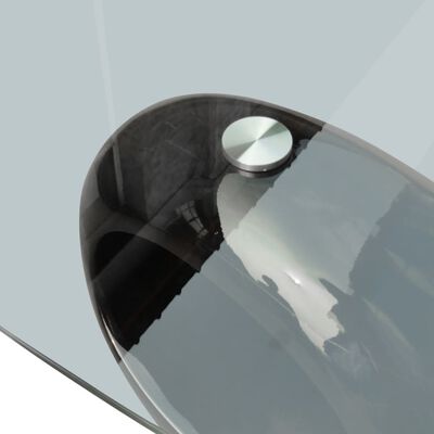 vidaXL Kavos staliukas su ovaliu stikliniu stalviršiu, ypač blizgus, juodas