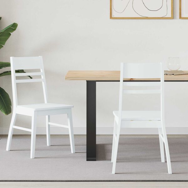 vidaXL Valgomojo kėdės 2 pcs Balta 43 x 54 x 89 cm Kietas gumos medis