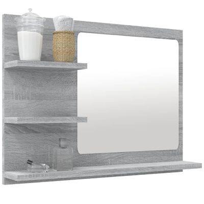 vidaXL Vonios veidrodis, pilkas ąžuolo, 60x10,5x45cm, mediena