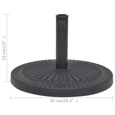 vidaXL Skėčio stovas iš dervos, apvalus, juodas, 14 kg
