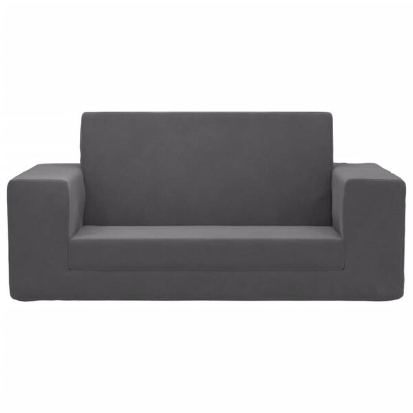 vidaXL Vaiki&scaron;ka dvivietė sofa-lova, antracito, mink&scaron;tas pliu&scaron;as