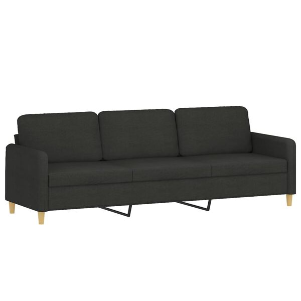 vidaXL Trivietė sofa su pakoja, juodos spalvos, 210cm, audinys