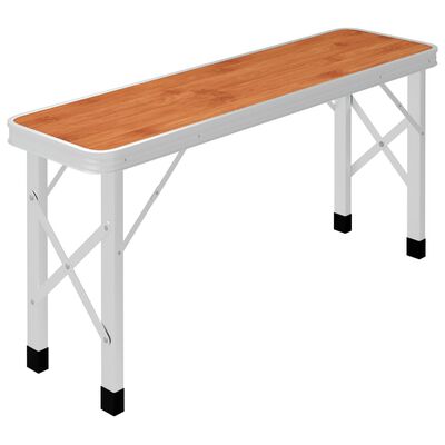 vidaXL Sulankstomas stalas su 2 suoliukais, rudas, aliuminis