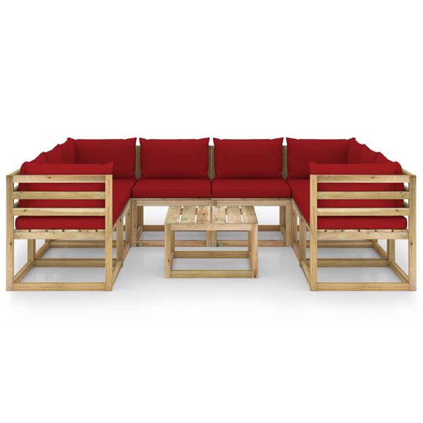 vidaXL Sodo komplektas su pagalvėlėmis, 9 dalių, impregnuota pu&scaron;is