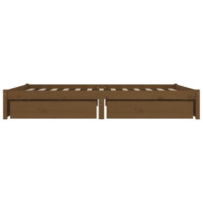 vidaXL Lovos rėmas su stalčiais, medaus rudas, 135x190cm, dvivietis