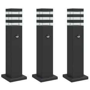 vidaXL Lauko &scaron;viestuvas su jutikliu, 3vnt., juodi, 50cm, aliuminis