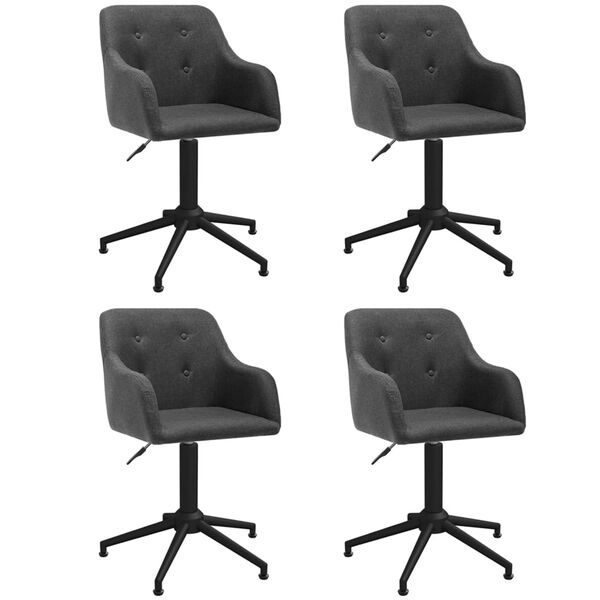 vidaXL Pasukamos valgomojo kėdės, 4vnt., tamsiai pilkos, audinys