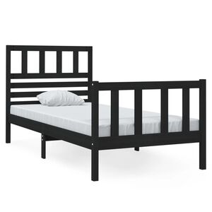 vidaXL Lovos rėmas, juodas, 75x190cm, medienos masyvas, vienvietis