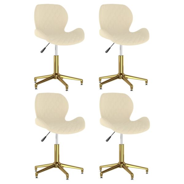 vidaXL Pasukamos valgomojo kėdės, 4vnt., kreminės spalvos, aksomas