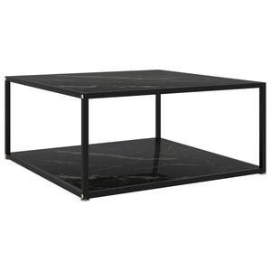 vidaXL Kavos staliukas, juodas, 80x80x35cm, grūdintas stiklas