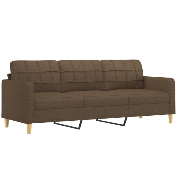 vidaXL Trivietė sofa su pakoja, rudos spalvos, 210cm, audinys