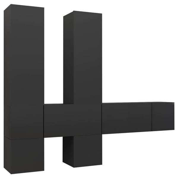 vidaXL Televizoriaus spintelių komplektas, 7 dalių, pilkas, MDP