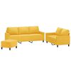 vidaXL Sofos komplektas su pagalvėlėmis, 3 dalių, geltonas, aksomas
