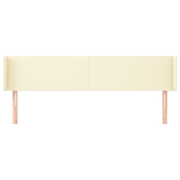 vidaXL Galvūgalis su auselėmis, kreminės,163x16x78/88cm, dirbtinė oda