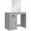 vidaXL Kosmetinis staliukas su LED lemputėmis, pilkas, 90x42x132,5cm