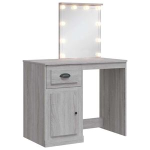 vidaXL Kosmetinis staliukas su LED lemputėmis, pilkas, 90x42x132,5cm