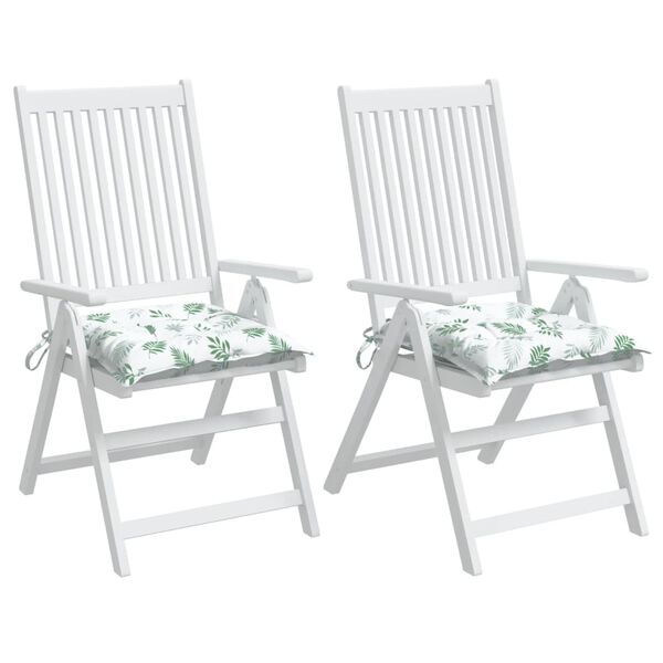 vidaXL Kėdės pagalvėlės, 2vnt., 40x40x7cm, audinys, su lapais