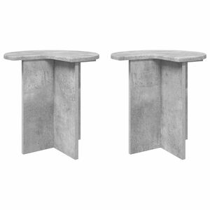 vidaXL &Scaron;oninis stalas 2 pcs Betono pilka &Oslash; 39 x 38 cm Apdirbta mediena
