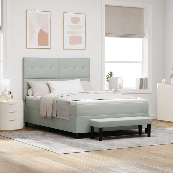 vidaXL Kiemas lova su čiužiniu &Scaron;viesiai pilka 160 x 200 cm Aksomas