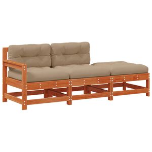 vidaXL Sekcija sofa vienetai su pagalve Va&scaron;ko ruda 190 x 62 x 70,5cm