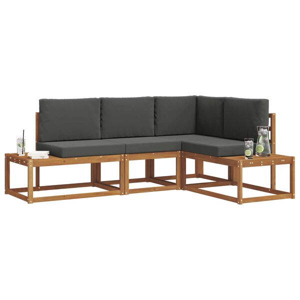 vidaXL Lauko sofos komplektas 4 Vienetas Natūralus ir antracitas