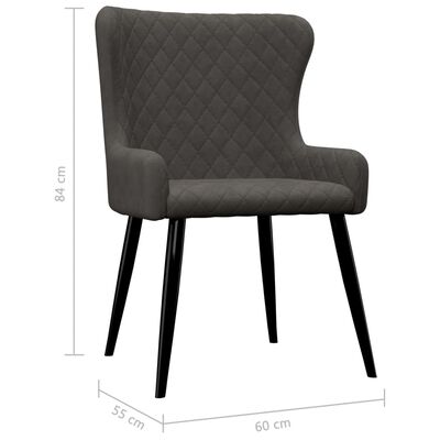 vidaXL Valgomojo kėdės, 6 vnt., pilkos spalvos, aksomas (3x282527)