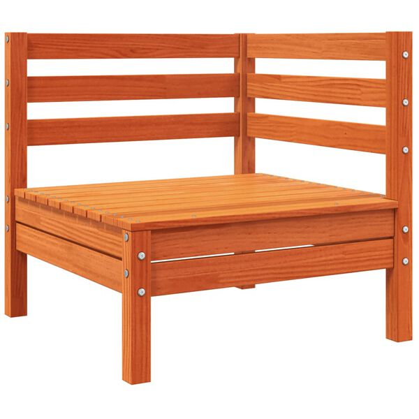 vidaXL Kampinė sodo sofos dalis su pagalvėlėmis, vaško ruda, pušis