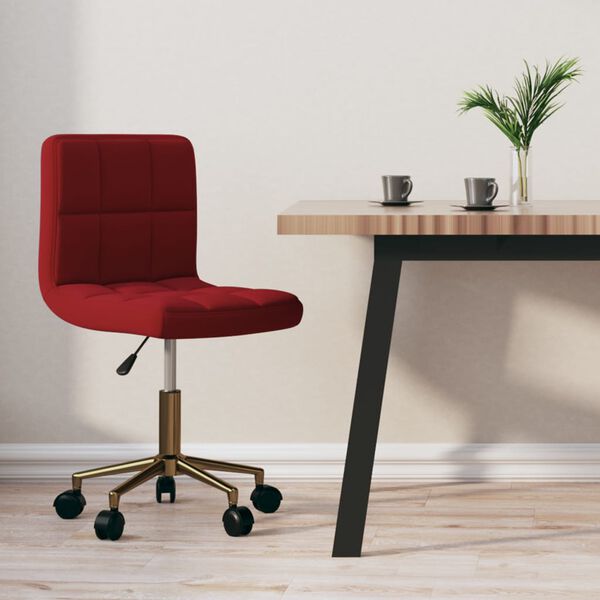 vidaXL Pasukama valgomojo kėdė, raudonojo vyno spalvos, aksomas