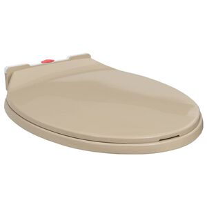 vidaXL Klozeto sėdynė su soft-close mechanizmu, smėlio spalvos, ovali