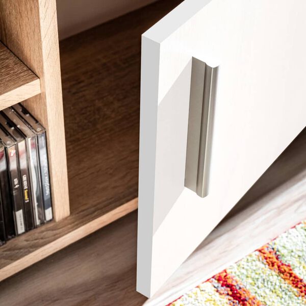 vidaXL Sieninė TV sekcija su LED &scaron;vies., Sonoma ąžuolo mediena, balta