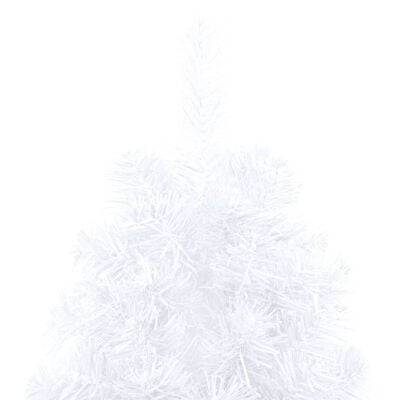 vidaXL Dirbtinė pusinė Kalėdų eglutė su žaisliukais, balta, 120cm