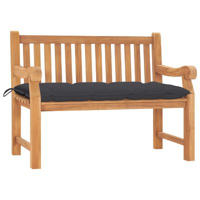 vidaXL Sodo suoliukas su pagalvėle, 120cm, tikmedžio medienos masyvas