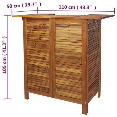 vidaXL Baro stalas, 110x50x105cm, akacijos medienos masyvas