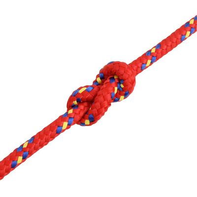 vidaXL Valties virvė, raudonos spalvos, 10mm, 500m, polipropilenas