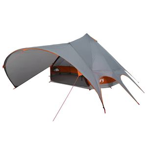 vidaXL Teepee palapinė 7 asmenims Pilka ir oranžinė 600 x 600 x 347 cm