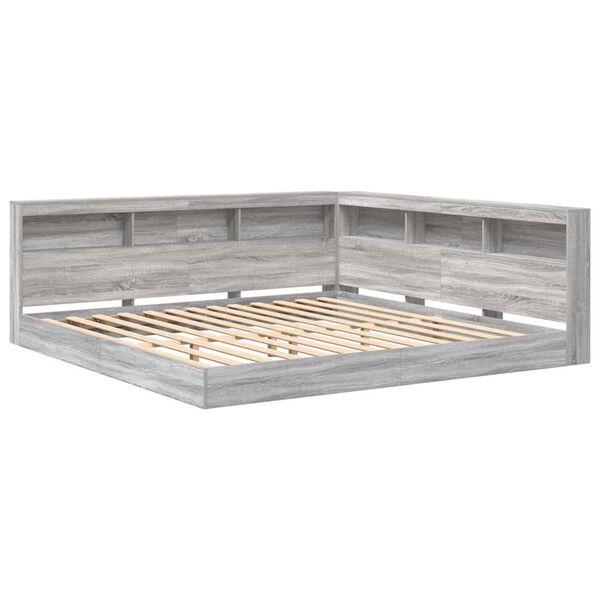 vidaXL Knygų spinta lova su saugykla Pilka sonoma ąžuolo 180 x 200 cm