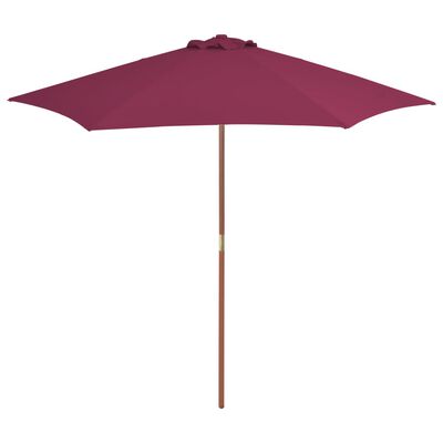vidaXL Lauko skėtis su mediniu stulpu, raud. vyn. sp., 270 cm